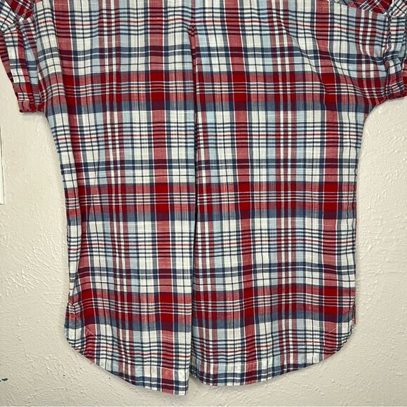 Vineyard Vines Plaid Red/Blue/White Short Sleeve 3/4 Button Up Women’s Sz 8 - Picture 7 of 10